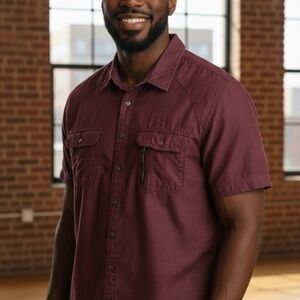 Rock & Republic Men's Maroon Button Down Shirt XL